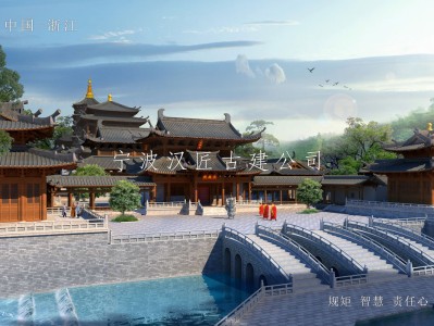 山东寺院重建规划设计方案鸟瞰图—积福禅寺